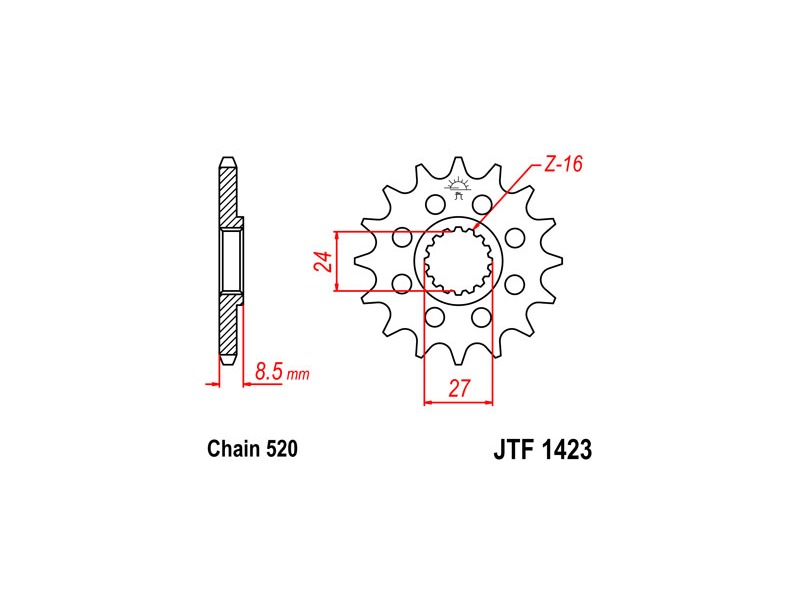 JT Sprockets Steel 520 Pitch Front Sprocket - 17 Tooth, Natural